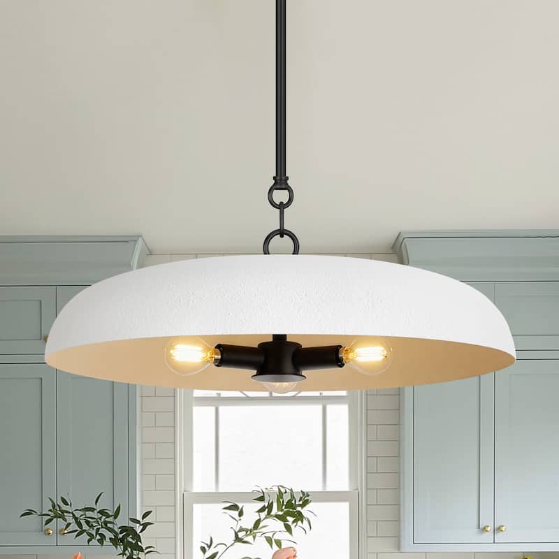 LamQee 20" Pendant Light Metal Dome Ceiling Hanging Lighting Chandelier - 19.7 inch