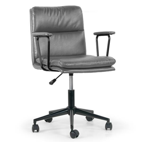 Avalee Grey Faux Leather Adjustable Height Swivel Office Chair w/ Arms