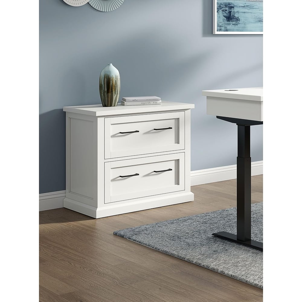 Modern Wood Lateral File, Office Lateral File, Storage File Drawer, Fully Assembled, White