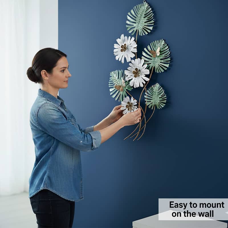 Daisy Bouquet Floral Wall Art Vertical 3D Metal Sculpture 36"x19"