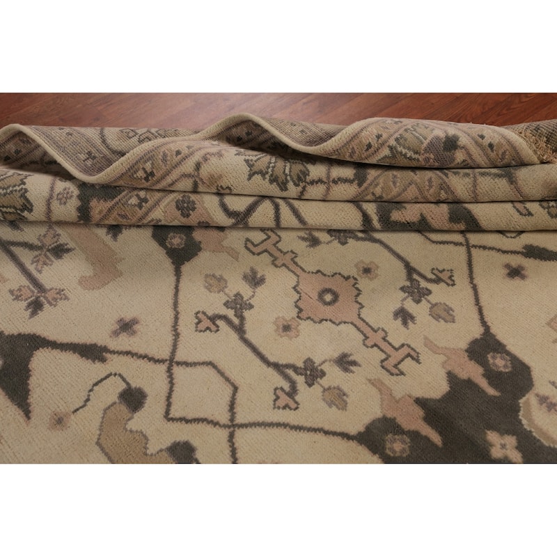 Earth Tone Oushak Indian Rug Hand-Knotted Wool Carpet - 8'0"x 9'9"