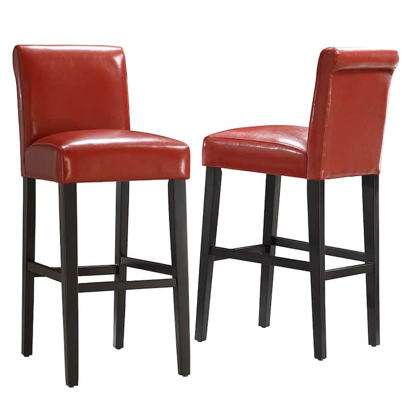 Bennett Red Faux Leather High Back Bar Stools (Set of 2) by iNSPIRE Q Bold - Bar Height