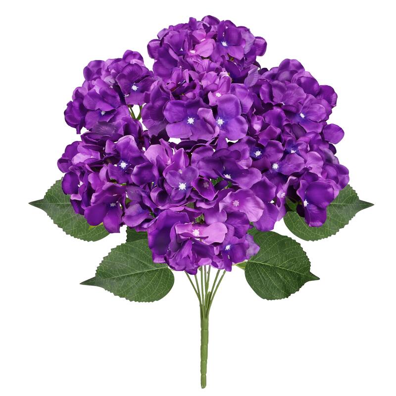 Set of 2 Deluxe Lavender Purple Artifical Hydrangea Flower Stem Bush Bouquet 20in - Lavender Purple - 20" L x 12" W x 12" DP - Lavender Purple - 20" L x 12" W x 12" DP