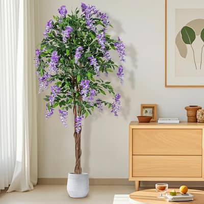 5.5FT Ficus Artificial Tree Faux Wisteria Tree in Nursery Pot