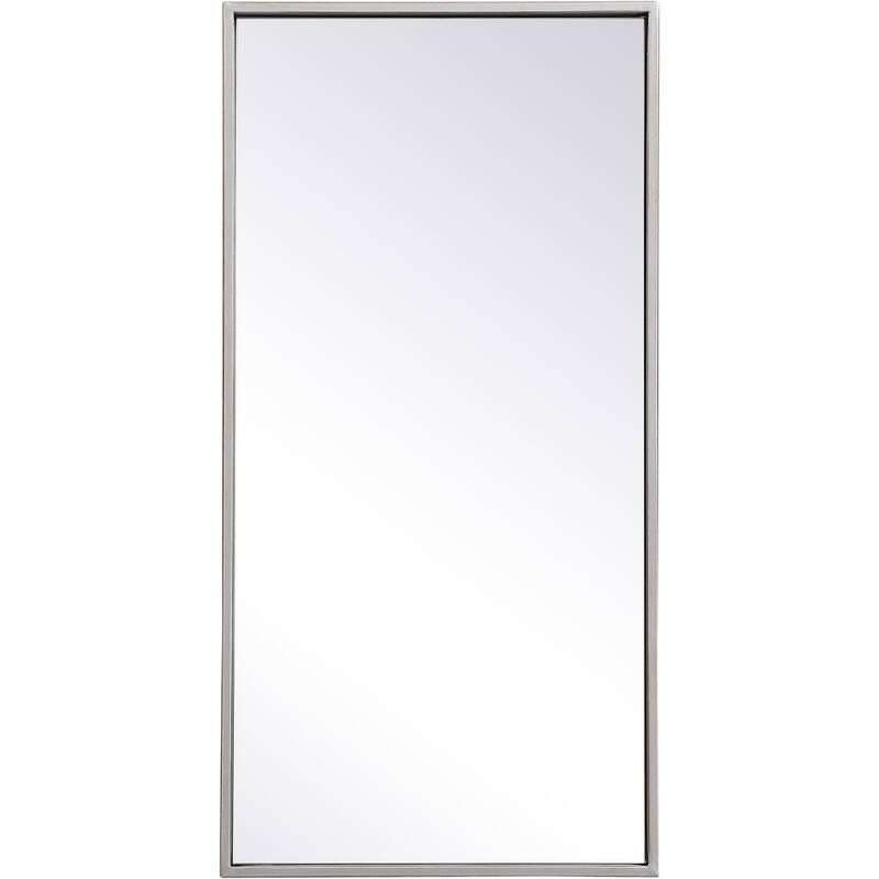 Elegant Lighting Eternity 28" x 14" Rectangular Beveled Metal Framed - Silver