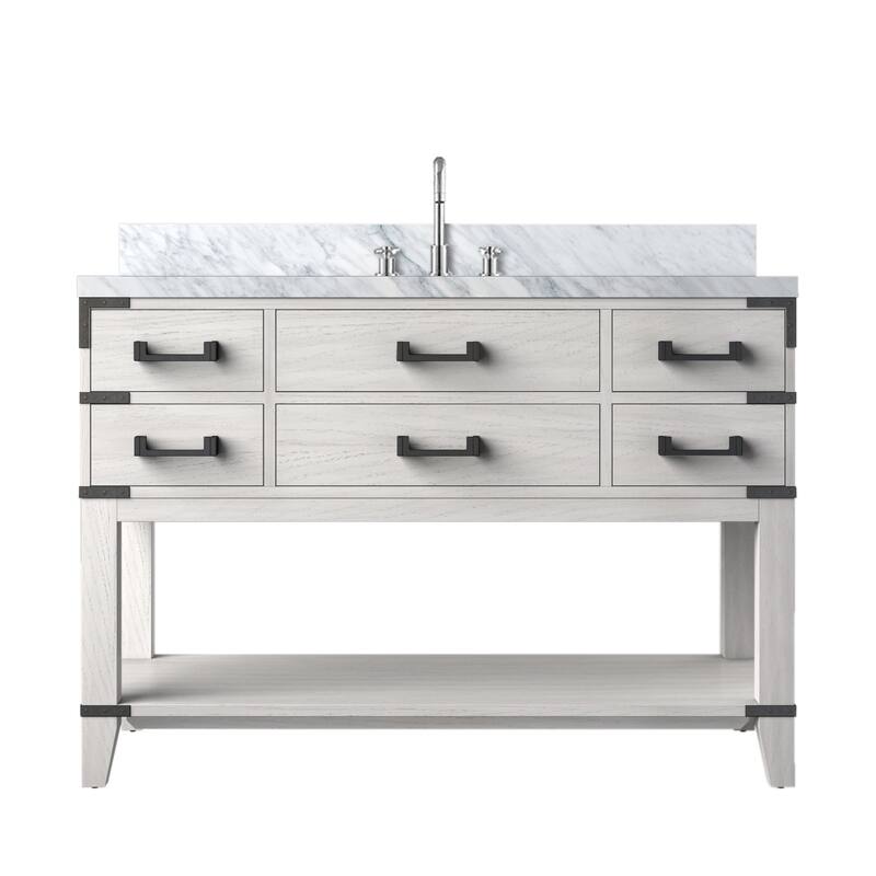 Norwalk Bath Vanity Carrara Marble Top, Sink and Faucet