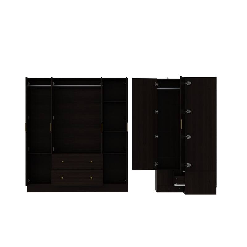 63"W Family Wardrobe/Armoire/Closet by Timechee with Mirror Doors