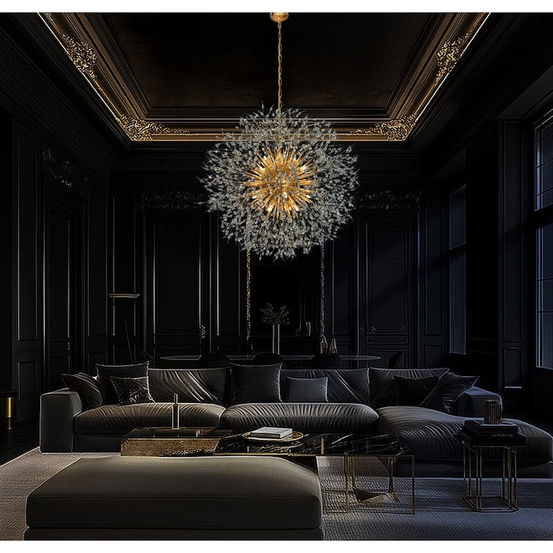 Starburst Modern Crystal Chandelier 32" Wide Crystal Lighting Fixture