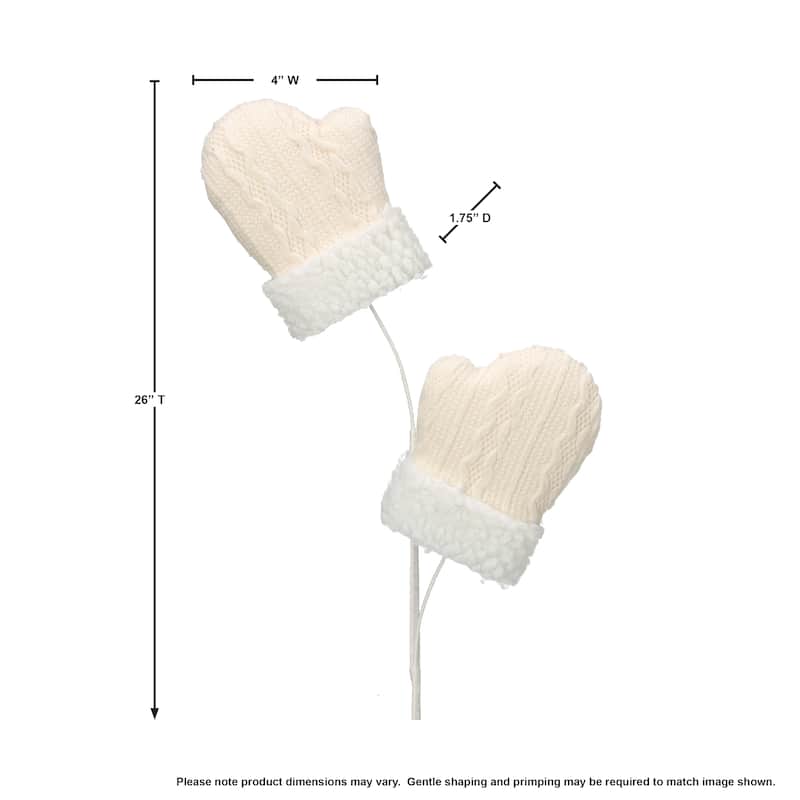 26" Knitted Fur Mitten Spray Set of 3