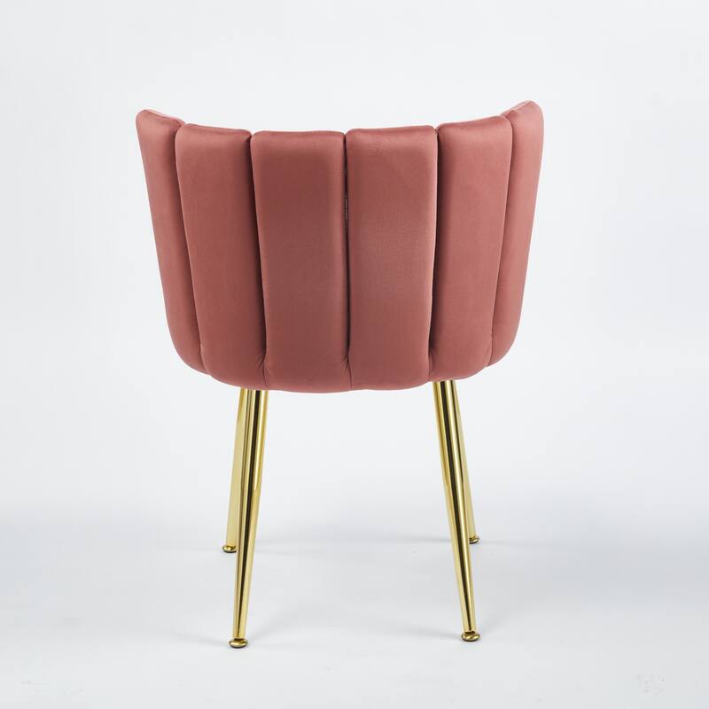 Modern Velvet Dining Chair Set of 2, with Iron Tube Golden Legs and Comfortable Backrest