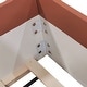 preview thumbnail 16 of 36, Brown White Sofa Bed Two-color Daybed Toddler Floor Bed with Fence and Stairs Grounded Wood Slat Support Frame Upholstered Bed