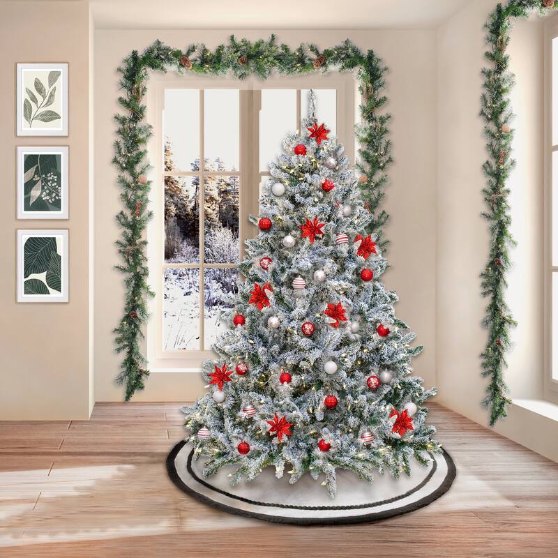 National Tree Company 6.5 ft. Pre-lit Artificial Snowy Hudson Hinged Tree with PowerConnect, 550 Warm White LED Lights- UL