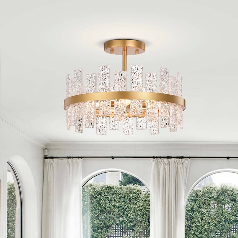 Casandra 4-light Drum Glass Strip Flush Mount - Glossy Bronze