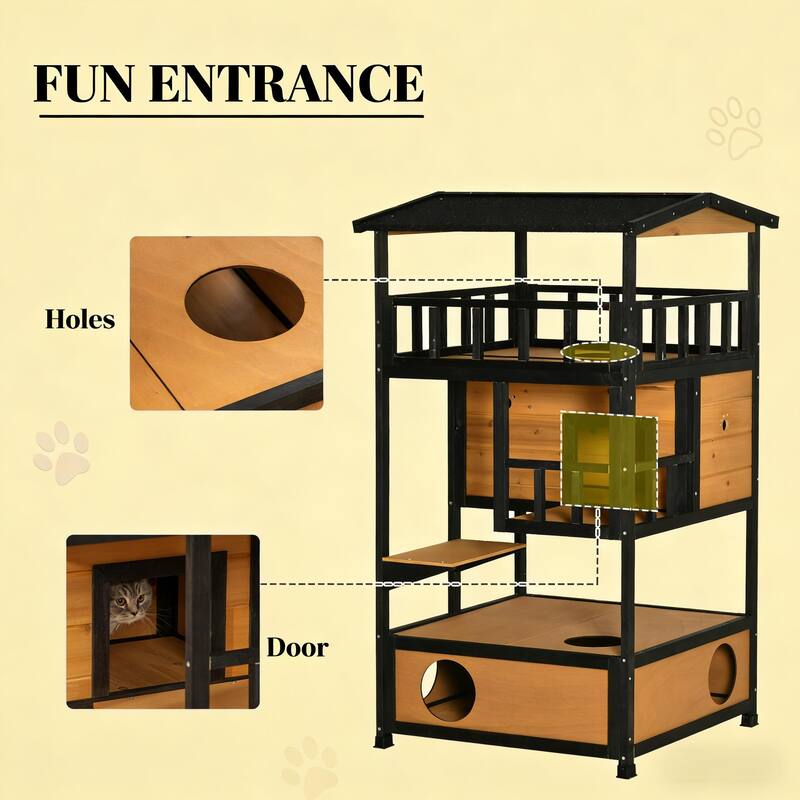 Pet House,Wooden Outdoor Cat House