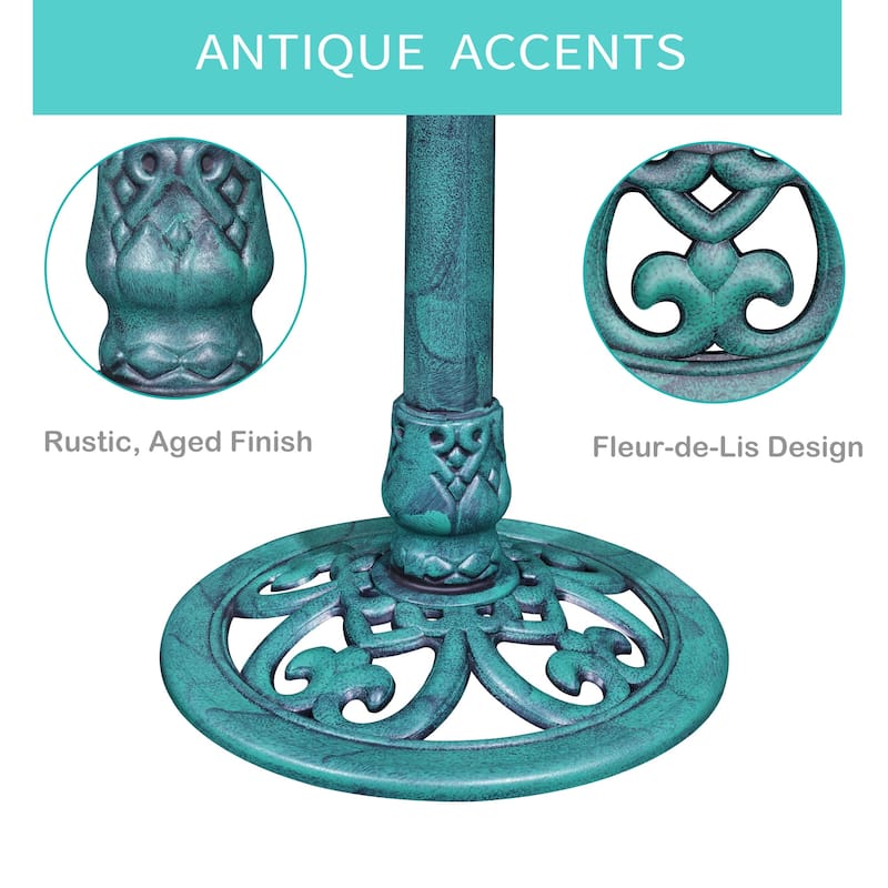 Javlergo 28" Pedestal Outdoor Bird Bath for Outside Vintage Bronze Polyresin Lightweight Antique