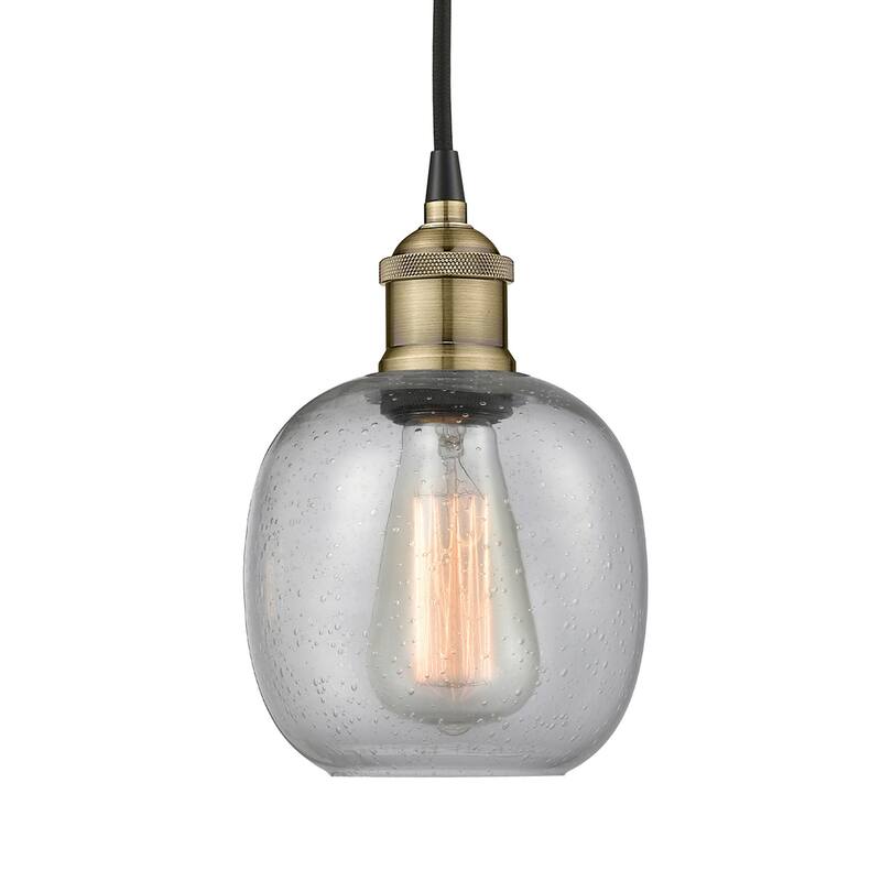 Innovations Lighting 616-1P-10-6 Belfast Pendant Belfast 6" Wide Mini - Black Antique Brass / Seedy