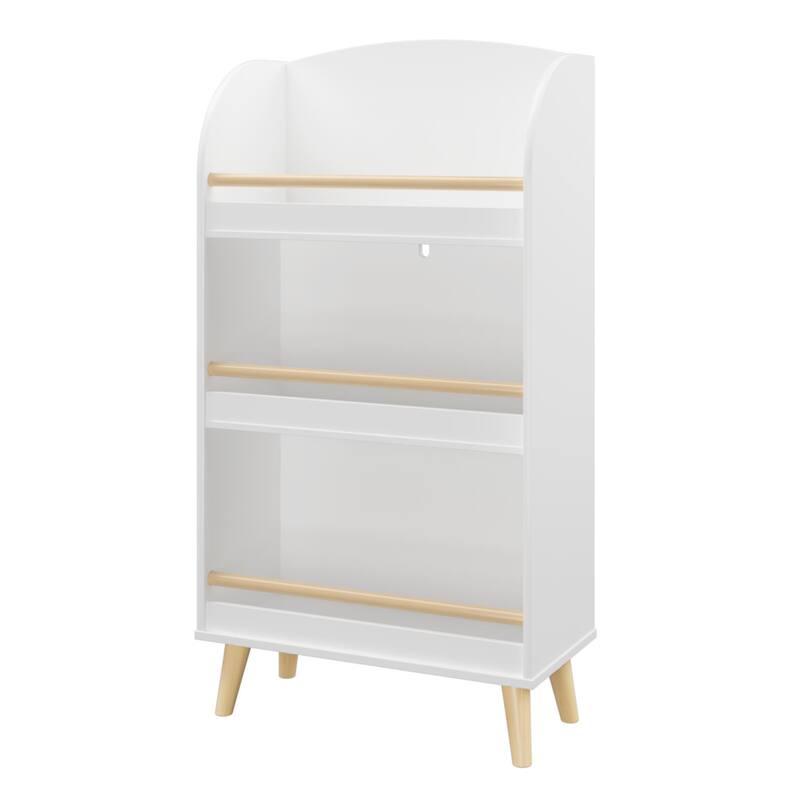 Anmytek White Arched Top Kids Bookshelf Nursery and Playroom Storage with Pine Legs