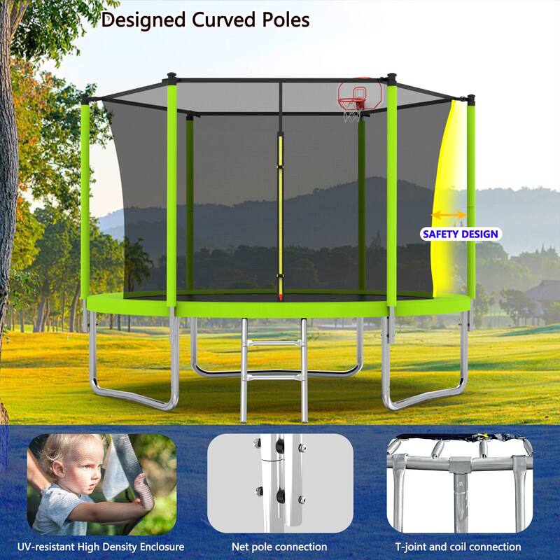 Green Recreational Trampoline - Outdoor Backyard Fun - 96