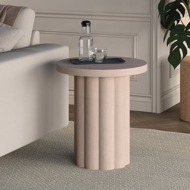 Olie 20" Wide Round Fluted Side Table - 20" Wide