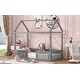 preview thumbnail 20 of 26, House-Shaped Twin Size Wooden Platform Bed with Roof,Fence and Door