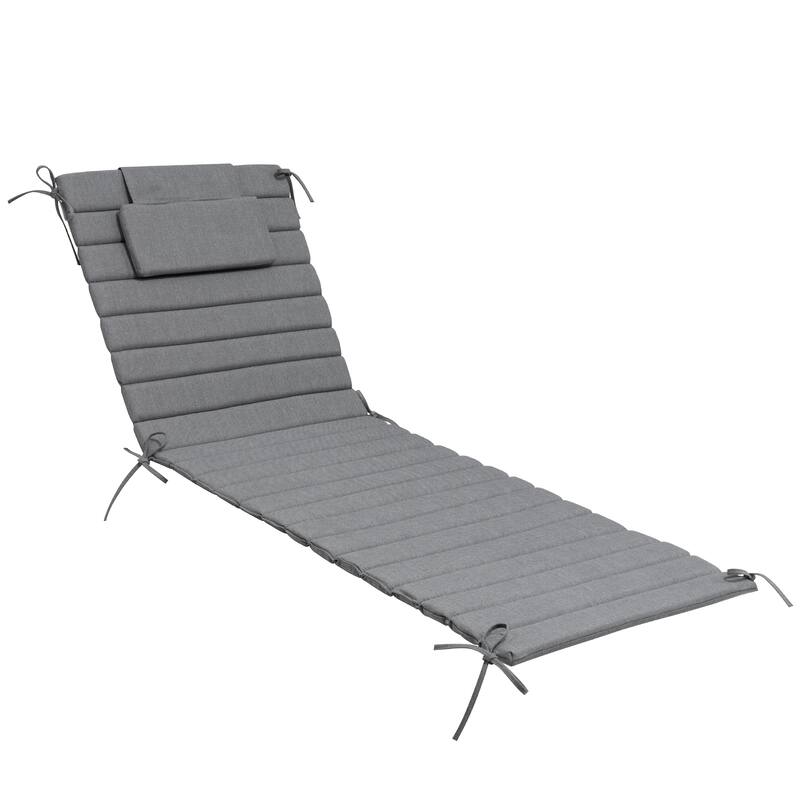 Pellebant Outdoor Chaise Lounge Cushions Patio Lounger Pad with Straps - 1PC-79.9'' - LightGrey