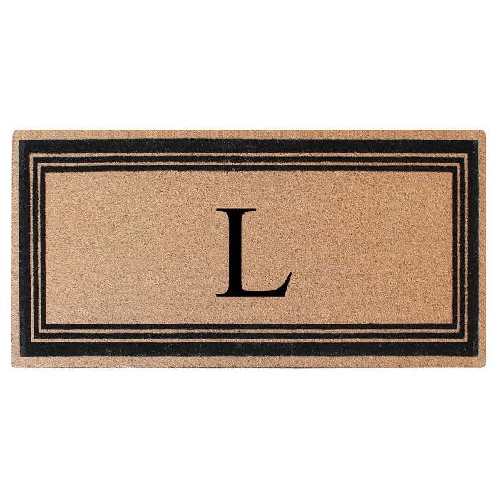 A1HC Natural Coir Monogrammed Flock Anti shed Treated Durable Doormat BlackBeige - 36"X72" - L