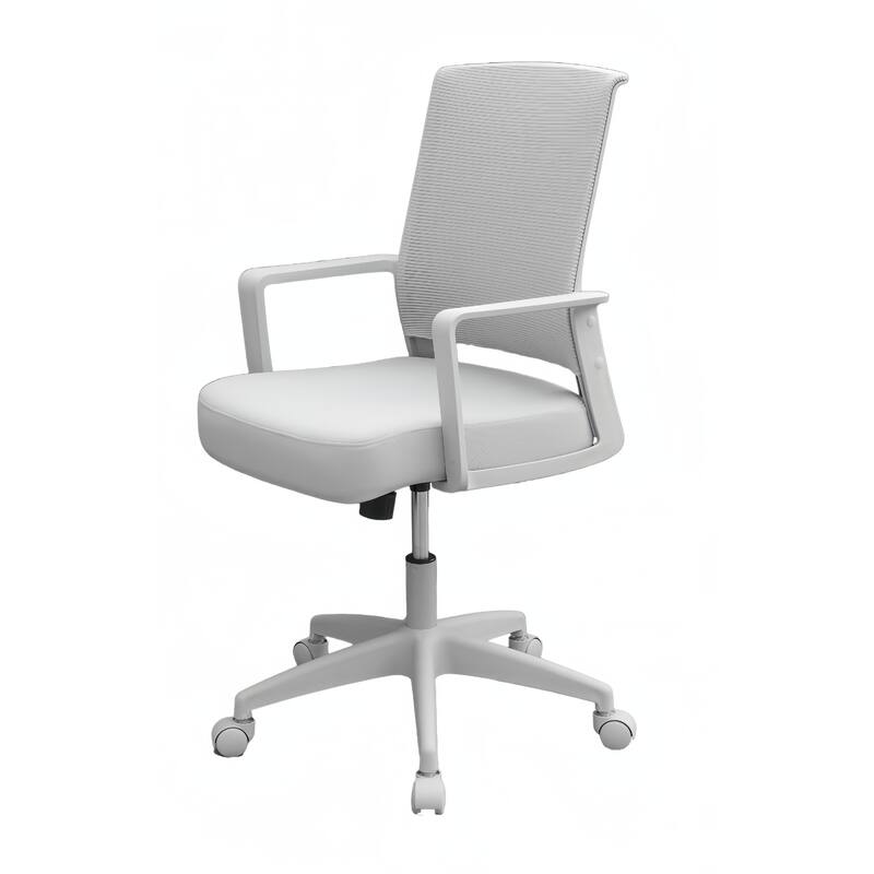 Commercial Rolling Task Chair, Gray Mesh, Foam Seat, Fixed Nylon Arms
