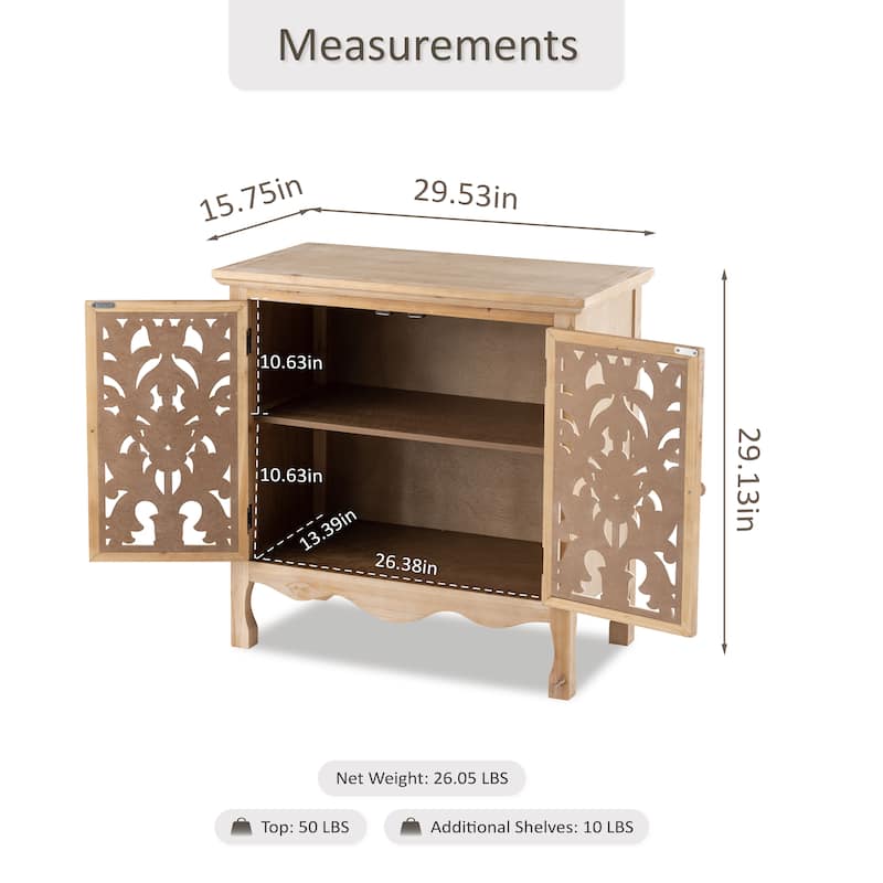 COZAYH French Country Storage Cabinet, Classic Carved Openwork Cupboard, Perfect for Living Room, Kitchen, Hallway