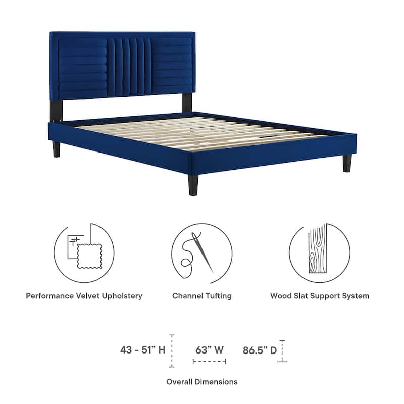 Sofia Channel Tufted Performance Velvet Queen Platform Bed