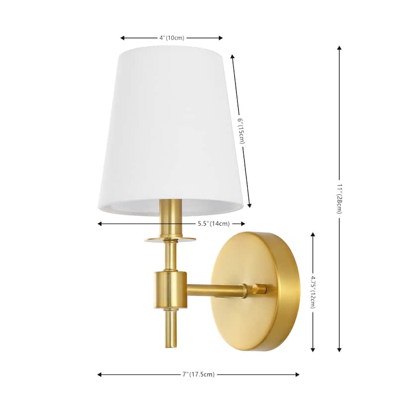 SAFAVIEH Lighting Dalany 7-inch Fabric Shade Wall Sconce with Bulbs (Set of 2) - 7 in. W x 5.5 in. D x 11 in. H