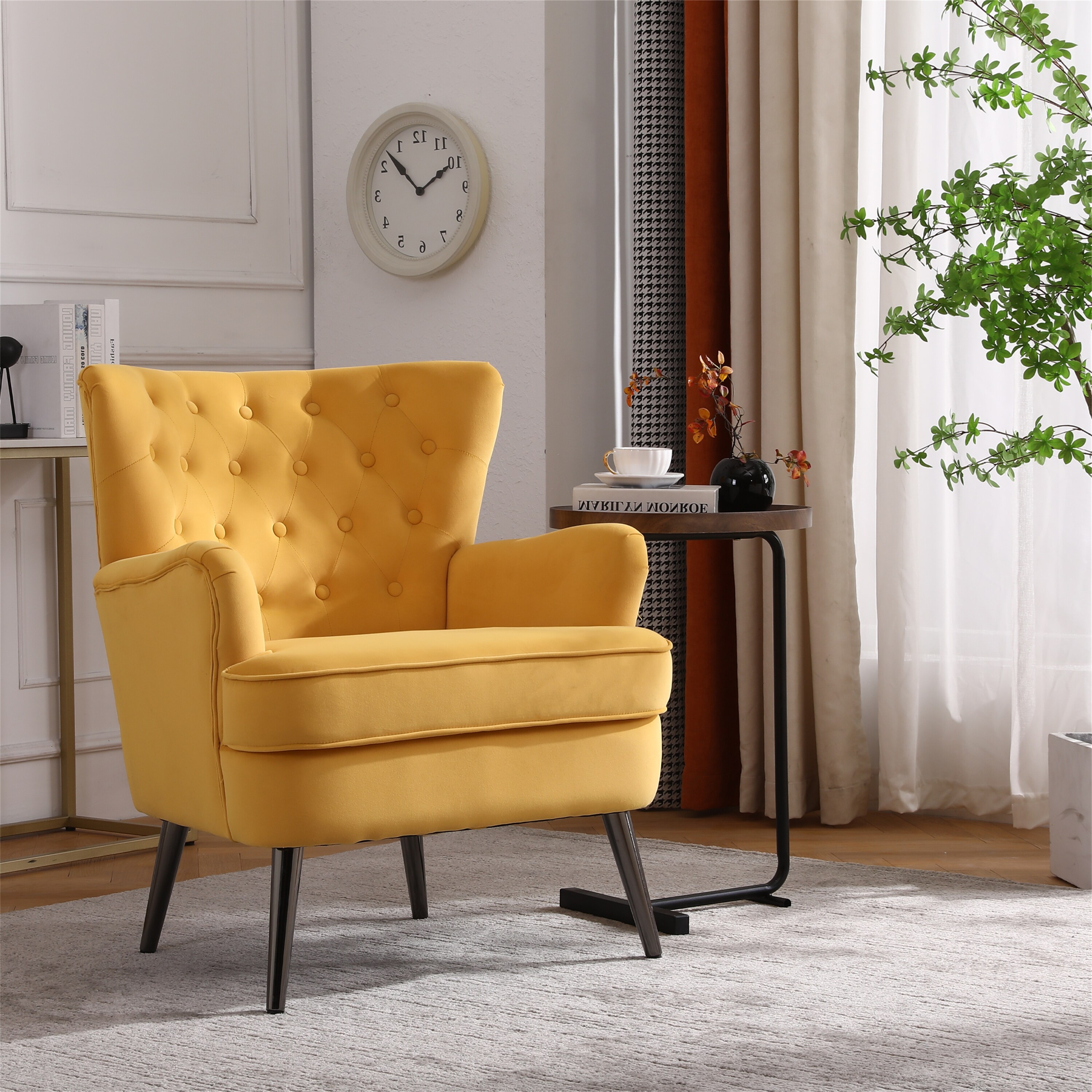 Modern Velvet Upholstered Tufted Accent Chair Side Sitting Chair