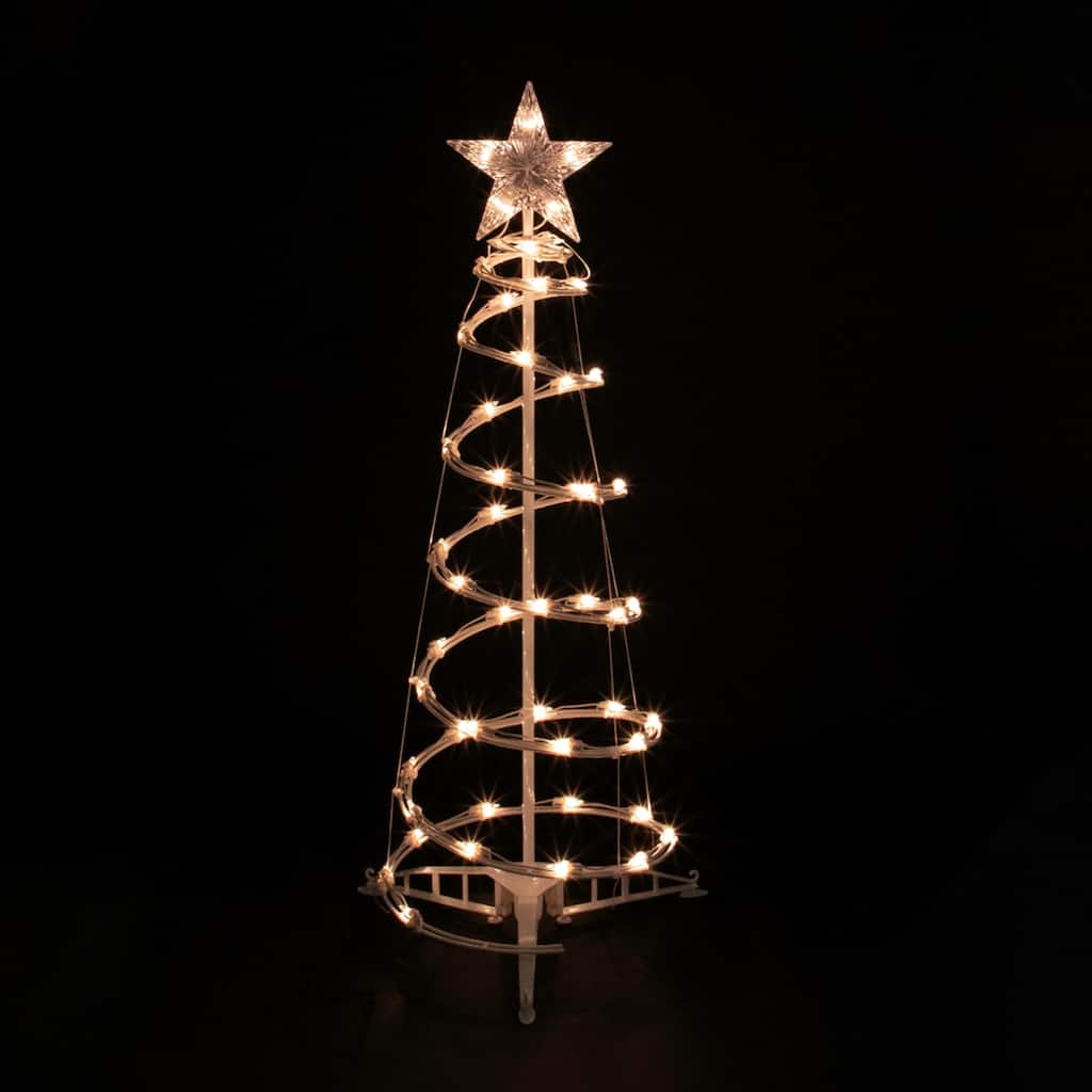 3ft Lighted Spiral Cone Tree Outdoor Christmas Decoration Clear Lights - White