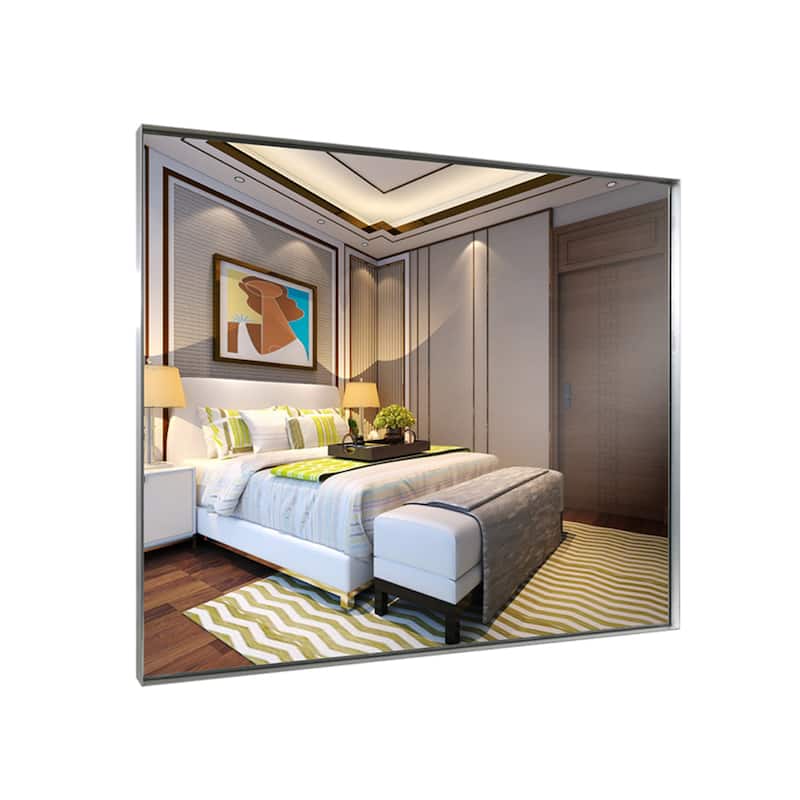 Silver Rectangular Wall-mounted Beveled Bathroom Mirror