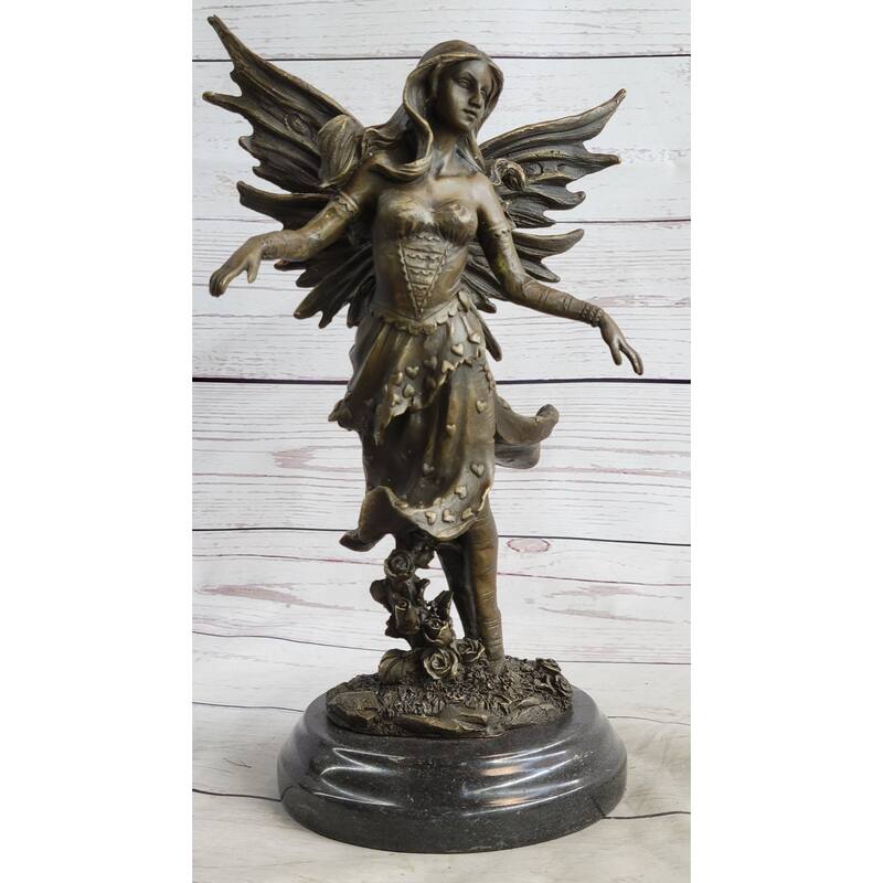 Mythical Bronze Fairy Angel Sculpture By Italian Artist Aldo Vitaleh Figurine