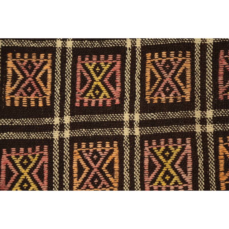 Hand Woven Oriental 100% Wool Carpet Southwestern Tribal Multi-Colored Kilim Runner Rug - 9' 1'' X 4' 2''