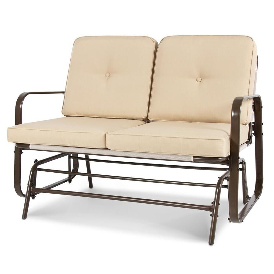 Shop Uv Resistant Beige 2 Seater Ergo Patio Glider Loveseat Rocking Chair Bench Overstock 32072498