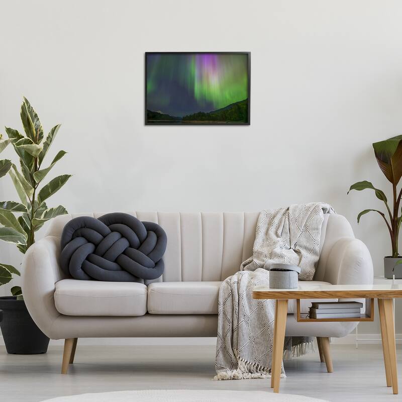 Stupell Green Glowing Northern Lights Framed Giclee Art Design By Nancy Crowell