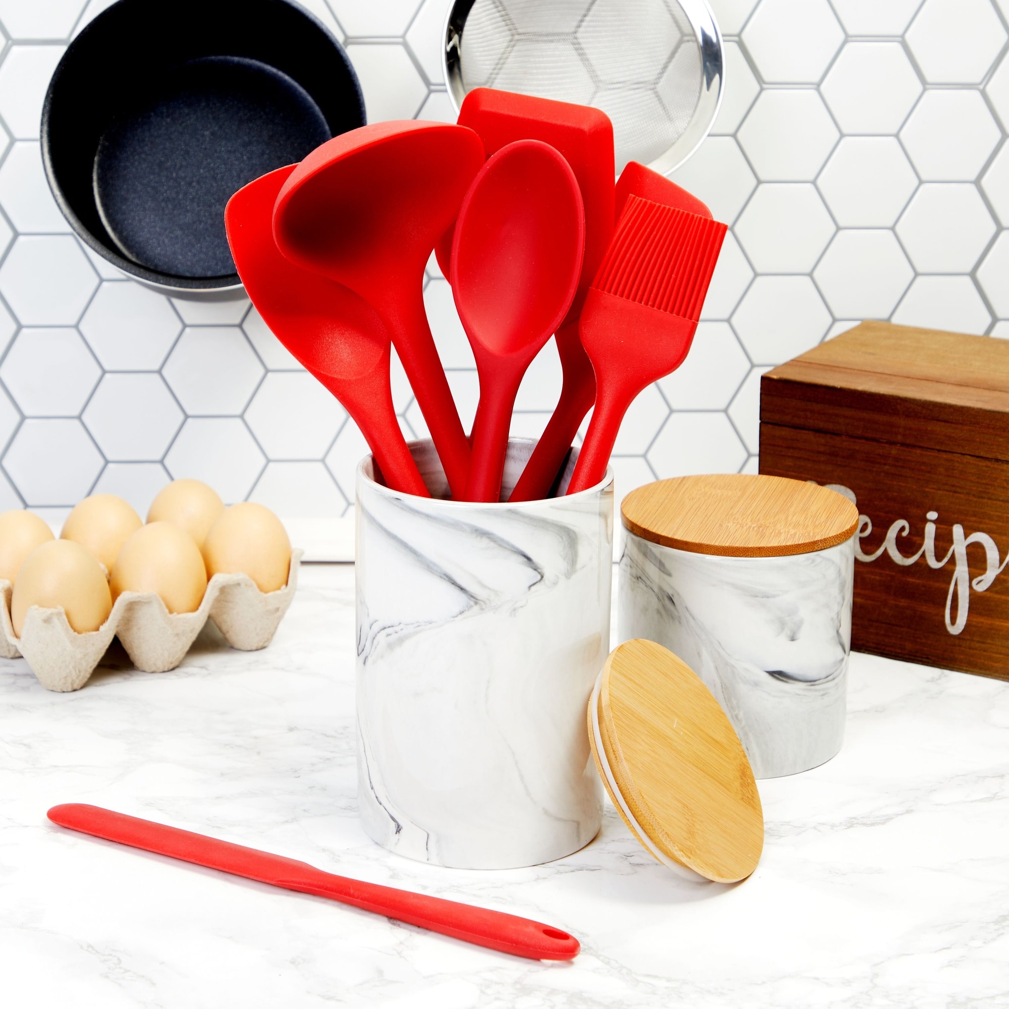Red Kitchen Utensils Set, Silicone 7 Piece Cooking Set Rubber Spatulas and  Spoons - Bed Bath \u0026 Beyond - 35975040, image size:2000x2000