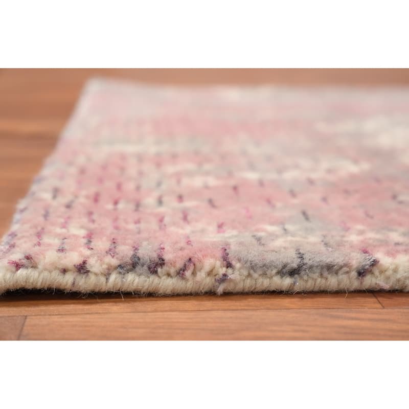 Hand Knotted Oriental Viscose Silk Carpet Modern Abstract Pink Abstract Area Rug - 3' 0'' X 2' 0''