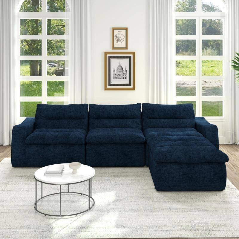 Ultra Comfy Lazy Beanbag Sofa, Modular L-Shape Compact Combined Seat