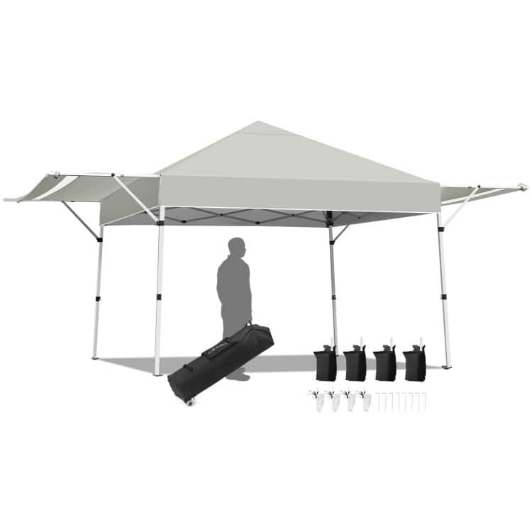 17 x 10 Feet Foldable Pop Up Canopy with Adjustable Dual Awnings - 17' x 10' x 10' (L x W x H)