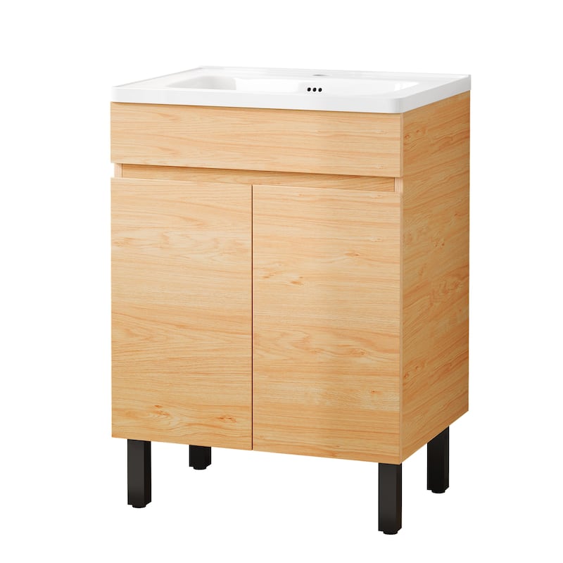 Moasis 16''/24''/36" Freestanding Single Bathroom Vanity with Ceramic Basin