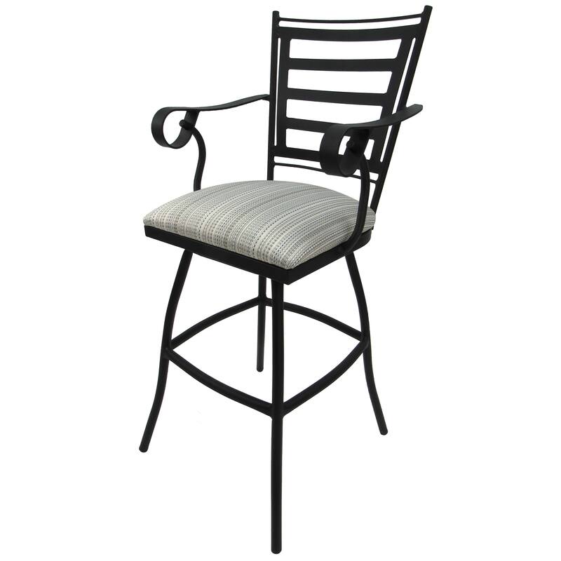 Outdoor Patio Bar Pub Set - 30" Jenna Stools - Black Frame - 36" Table