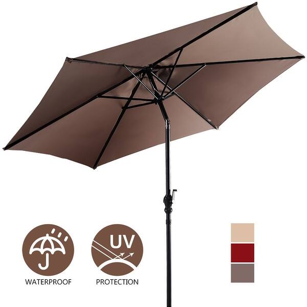 Shop Costway 10ft Patio Umbrella 6 Ribs Market Steel Tilt W Crank