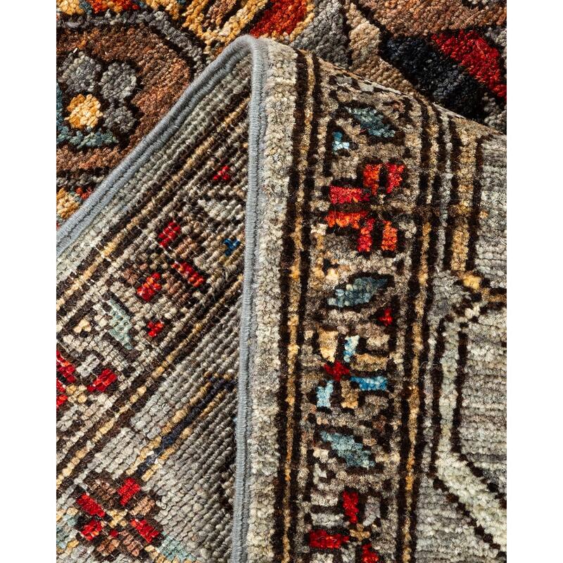 Hand Knotted Traditional Tribal Wool Gray Area Rug - 6' 3" x 9' 0"
