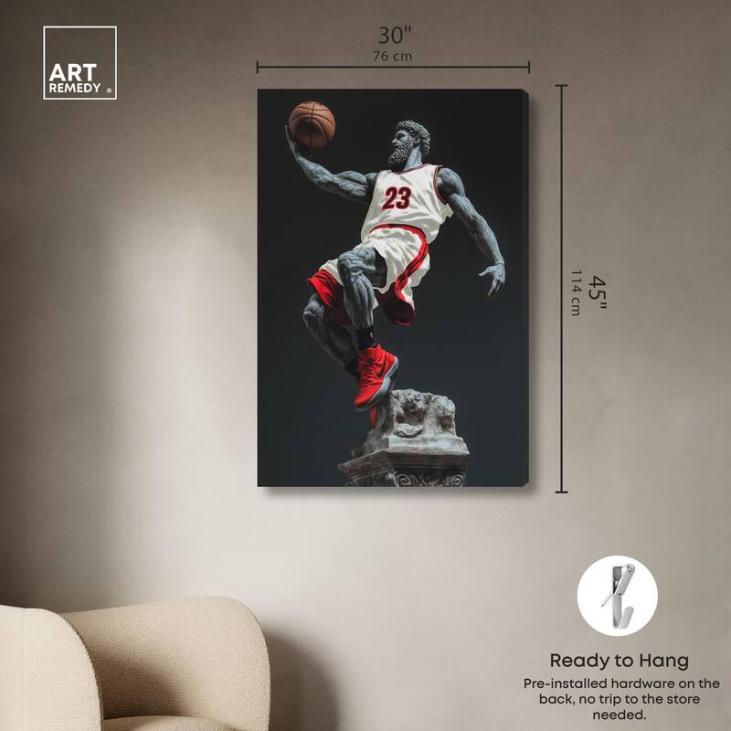 Basketball White Uniform Canvas by Art Remedy, Gallery Wrapped