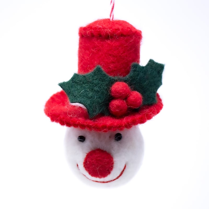 Happy Penguin and Top Hat Santa Handmade Felt Ornaments, Set of 2