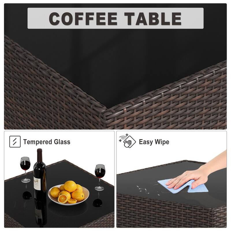 IDEALHOUSE 8 Piece Patio Furniture Set, All-Weather Wicker Rattan