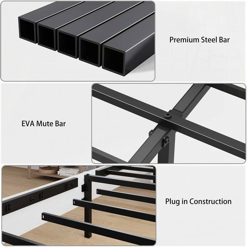 Noise Free Wood Platform Bed Frame No Box Spring Needed and Easy Assembly Too