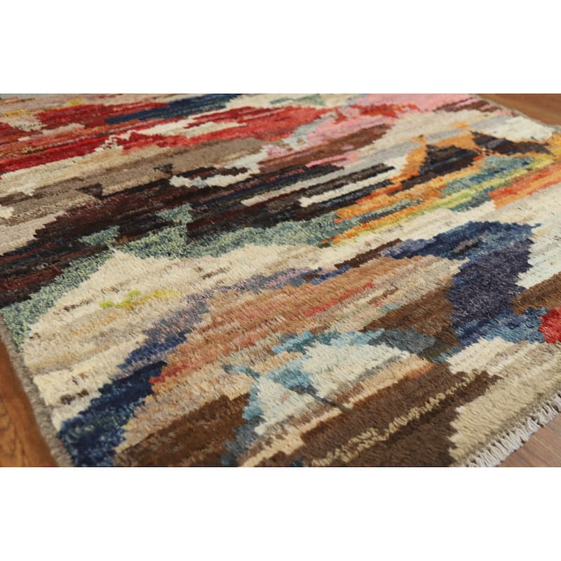 Moroccan Oriental Rug Hand-Knotted Tribal Wool Carpet - 4'1" x 6'0" - 4'1" x 6'0" - Multi-Color
